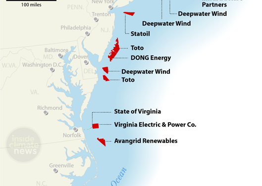 Dominion Energy Virginia et DONG Energy au large de la côte de Virginia Beach.