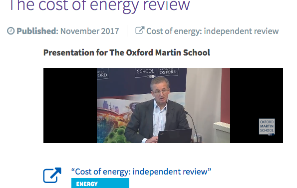 Rapport sur la baisse des coûts de production d&rsquo;électricité au UK