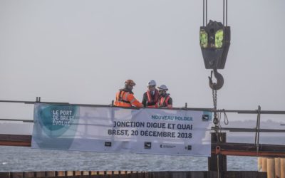 Polder du Port de Brest : La jonction entre la digue et le quai EMR est faite