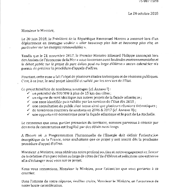 Les élus de Charente Maritime et d’Oléron publient la lettre contre la PPE