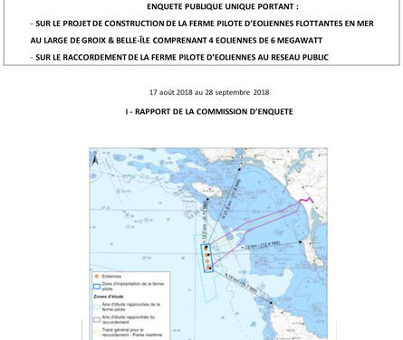 Enquête publique Ferme pilote éoliennes en mer Groix Belle-Ile