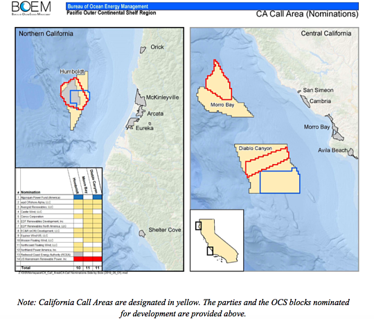 Californie : Programmation de la 1ère vente de bail éolien flottant en mer d’environ 4,5 GW