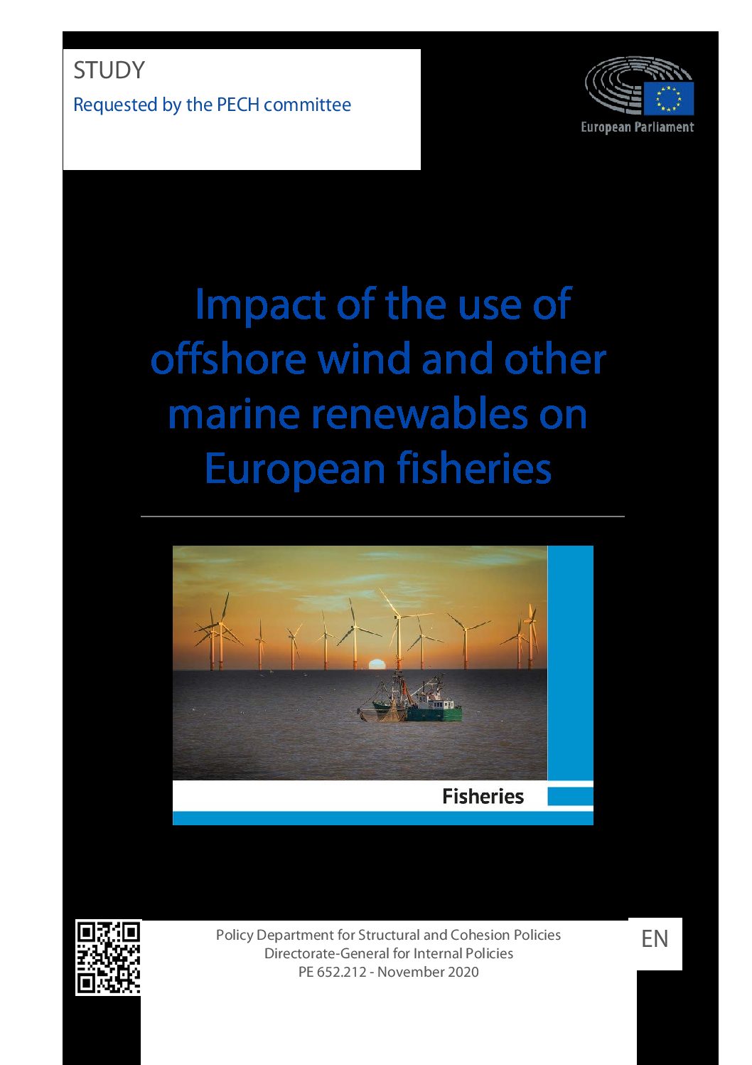 Étude : Impact of the use of offshore wind and other marine renewables on European fisheries