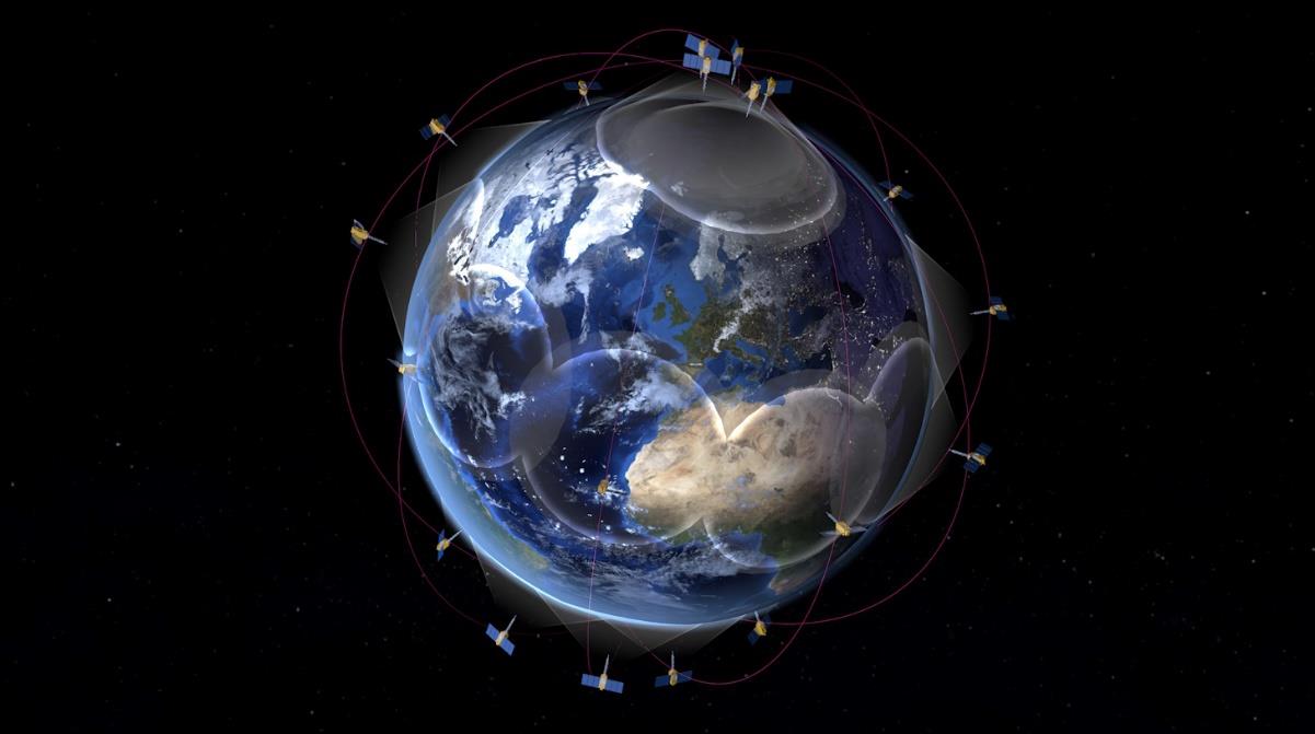 Projection de la constellation de nanosatellites de Kinéis © Kinéis