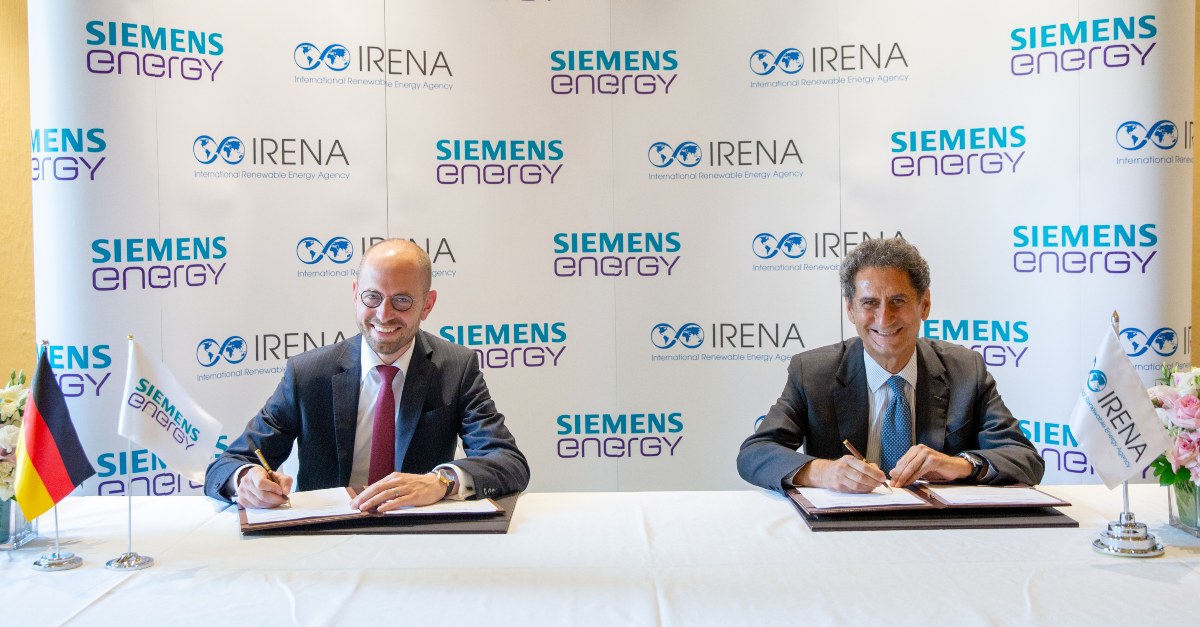 Hydrogène vert : accord entre Irena et Siemens Energy