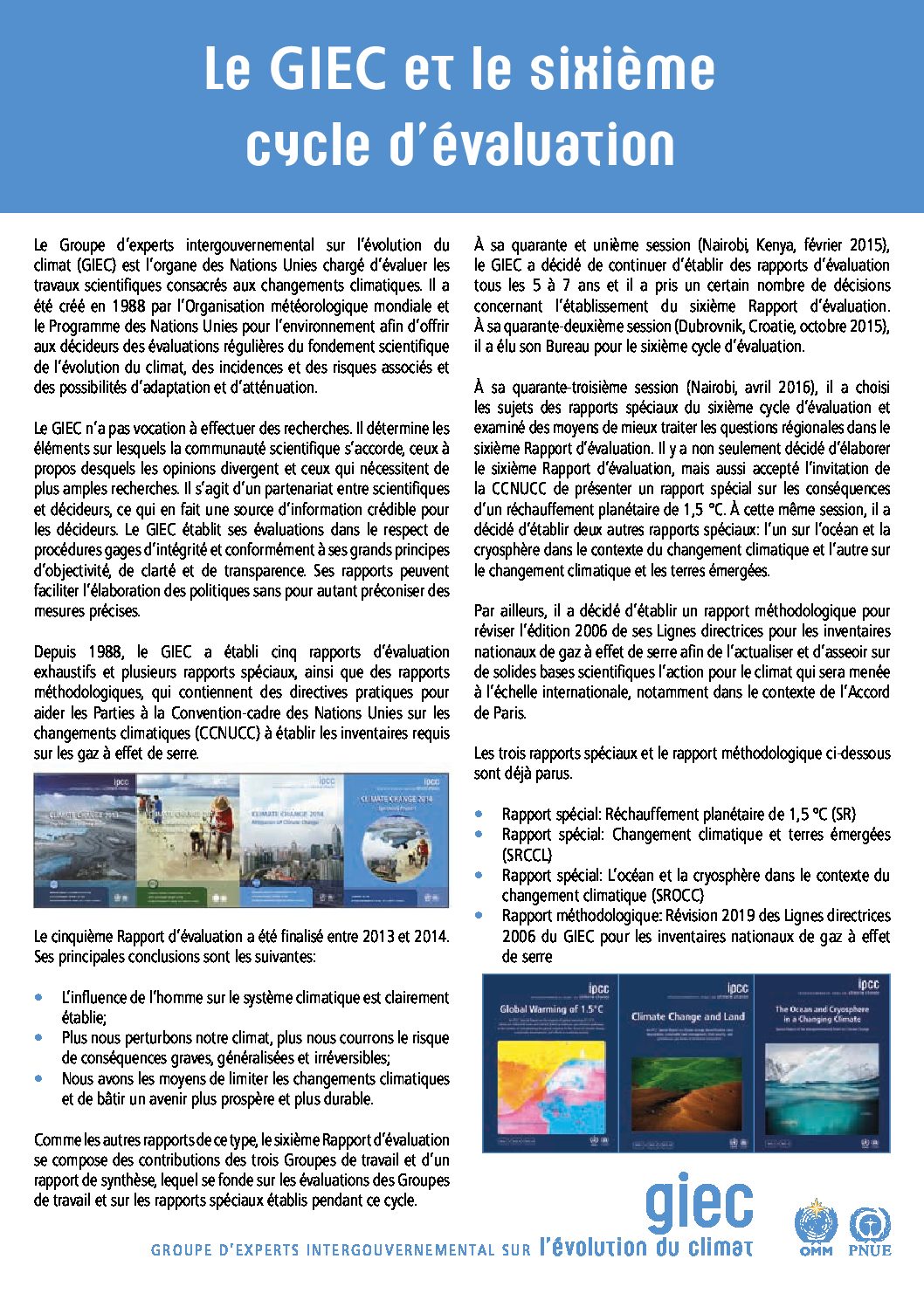 6 ème rapport du Giec et vidéo de la conférence de presse