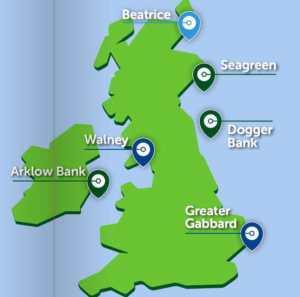 SSE, développe depuis 2013 des parcs éolien en mer au Royaume-Uni