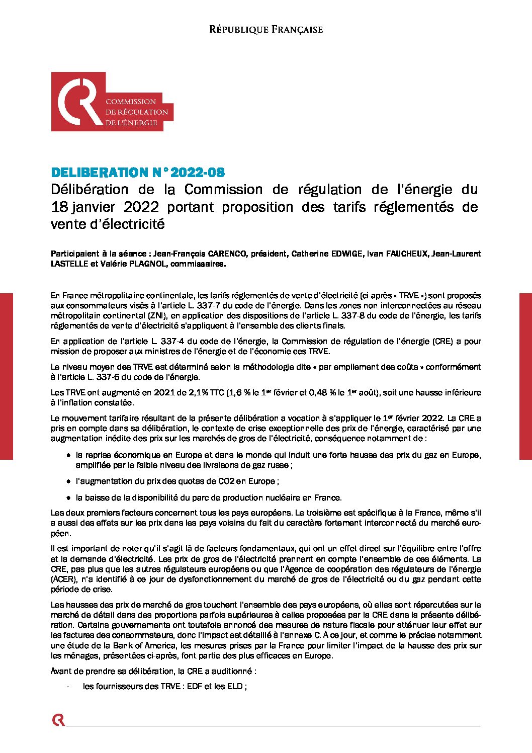 Le gouvernement français limite la hausse de l’électricité à 4% TTC