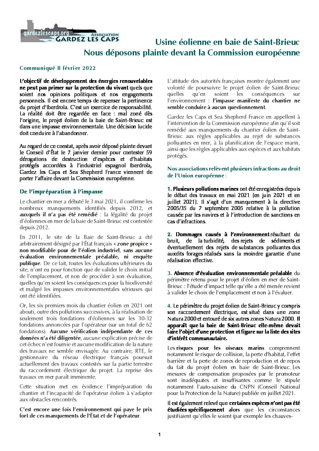 Le projet de parc de Saint-Brieuc attaqué devant la Commission européenne