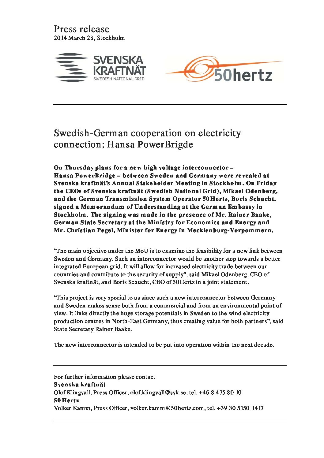 Allemagne – Suède : La procédure pour le projet de câble sous-marin est lancée