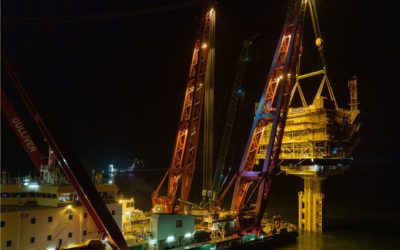 Kaskasi : Le parc éolien en mer innovant a placé le top de la sous-station