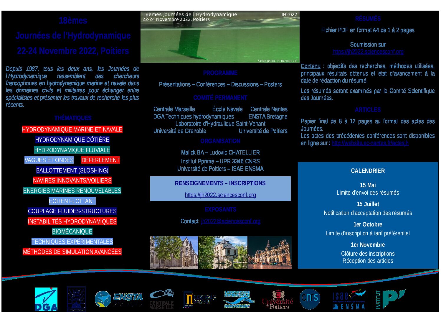 18èmes Journées de l’Hydrodynamique, Poitiers 22-24 Nov. 2022