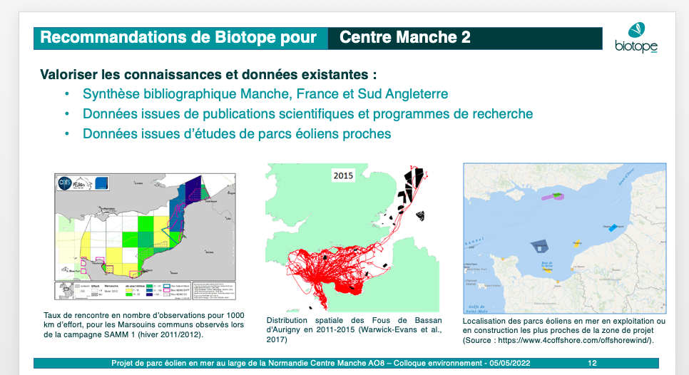 Parcs éoliens en mer en Manche : « Les données existent » rappelle Biotope !