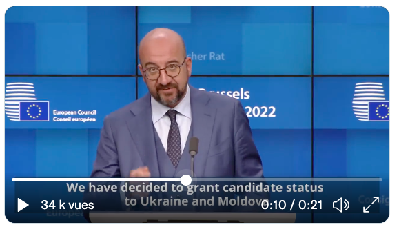 Les Vingt-Sept accordent à l’Ukraine et à la Moldavie le statut de candidat à l’UE