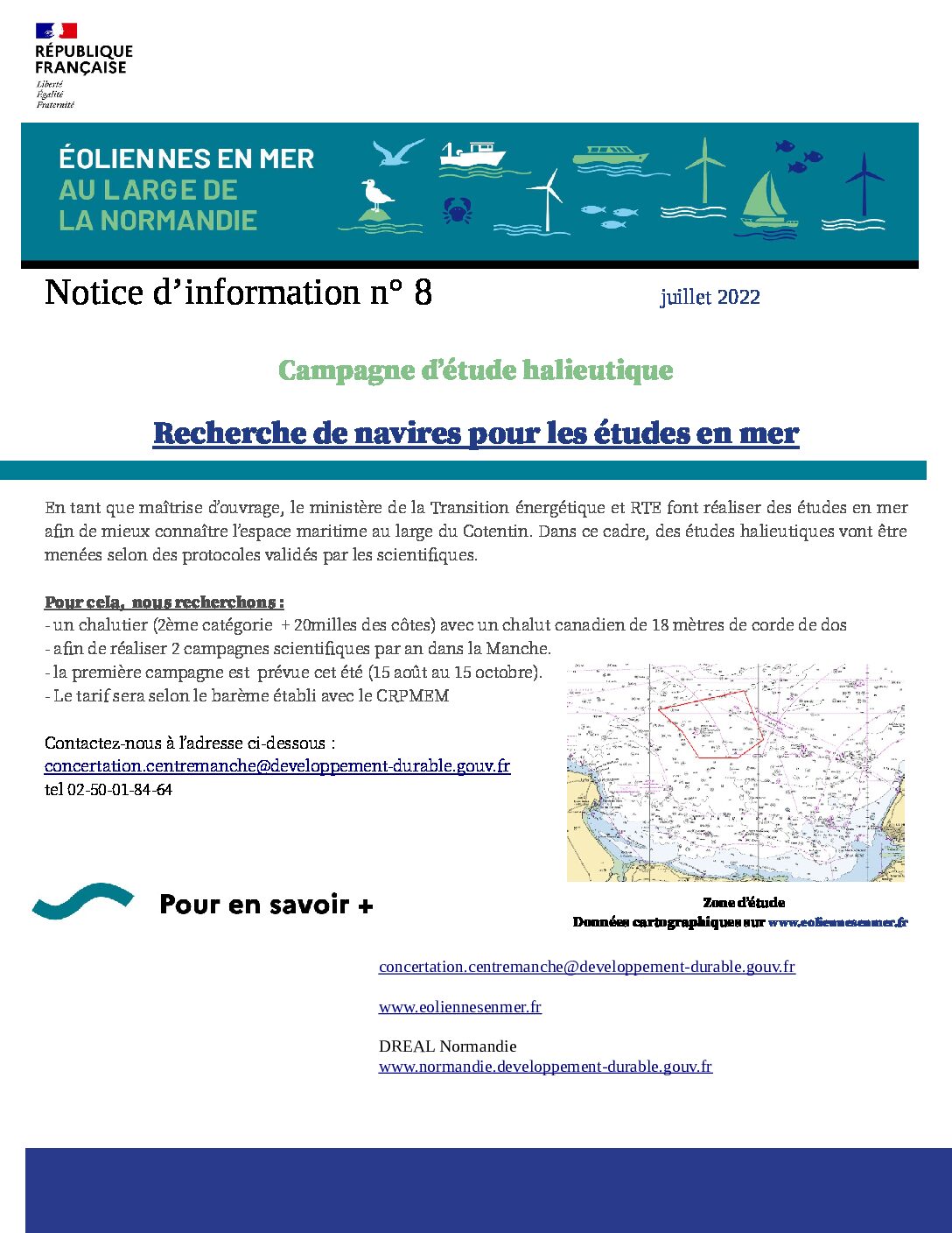 Lancement des campagnes Halieutiques en zone « centre Manche » – recherche des navires pour ces études