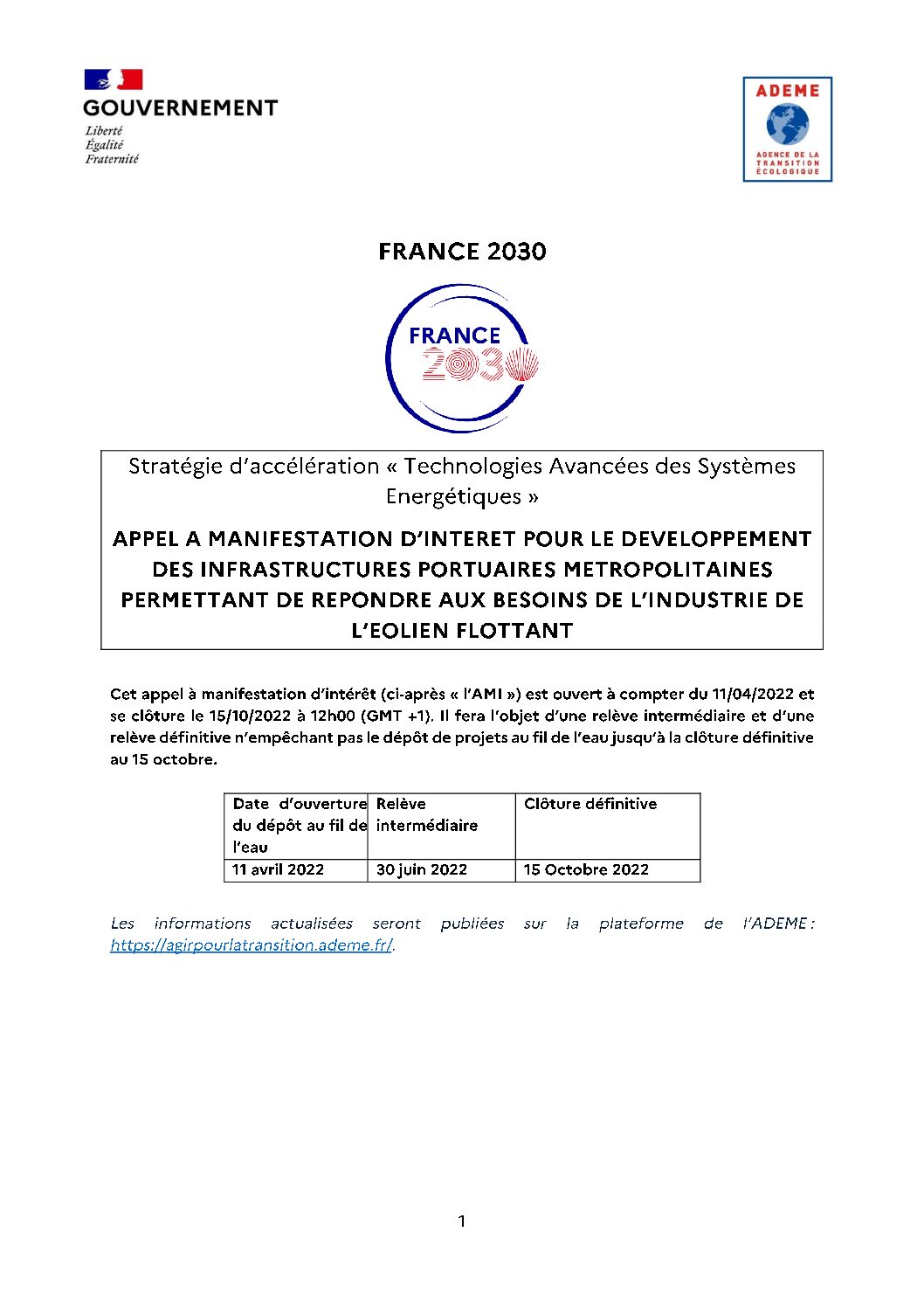 Dernier jour : AMI pour le développement des infrastructures portuaires métropolitaines pour l&rsquo;éolien flottant