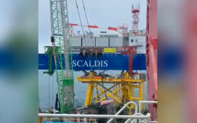 La sous-station du parc éolien de Courseulles sur mer a été posée