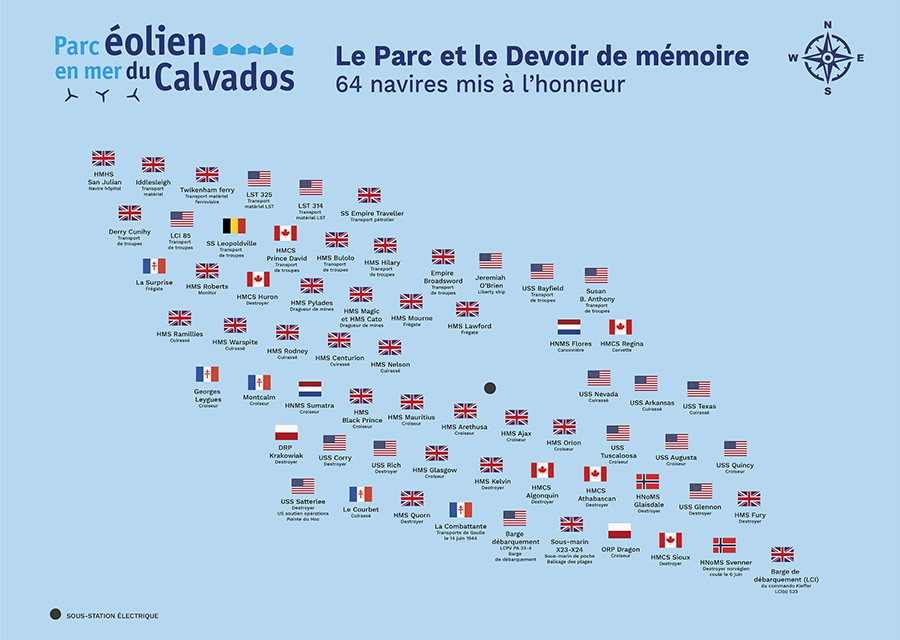 Parc éolien du Calvados et le Devoir de mémoire, 64 Bateaux mis à l’honneur. 2