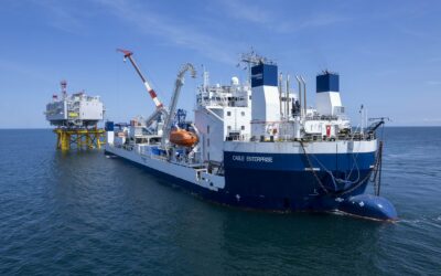 Dernières opérations en mer de RTE pour le raccordement du parc éolien offshore de Courseulles sur Mer