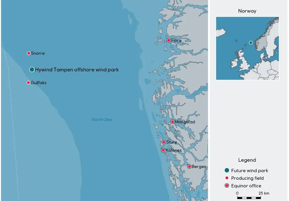 Hywind Tampen, le premier parc éolien flottant au monde construit pour alimenter les installations pétrolières et gazières offshore est opérationnel