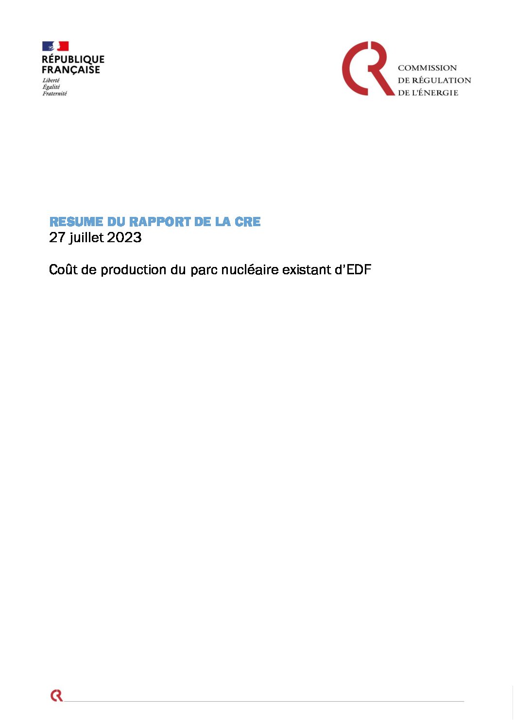 La CRE présente son rapport sur le coût du nucléaire