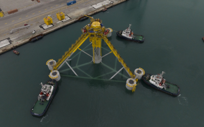 L’installation des flotteurs de la première ferme pilote éolienne flottante Provence Grand Large est terminée