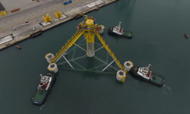 L’installation des flotteurs de la première ferme pilote éolienne flottante Provence Grand Large est terminée