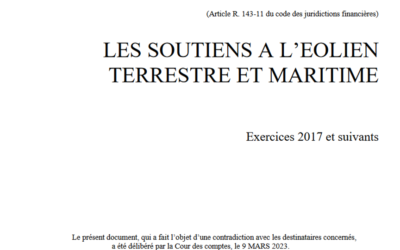 Cour des Comptes : pour l’éolien en mer et terrestre des objectifs ambitieux non atteints  – 2