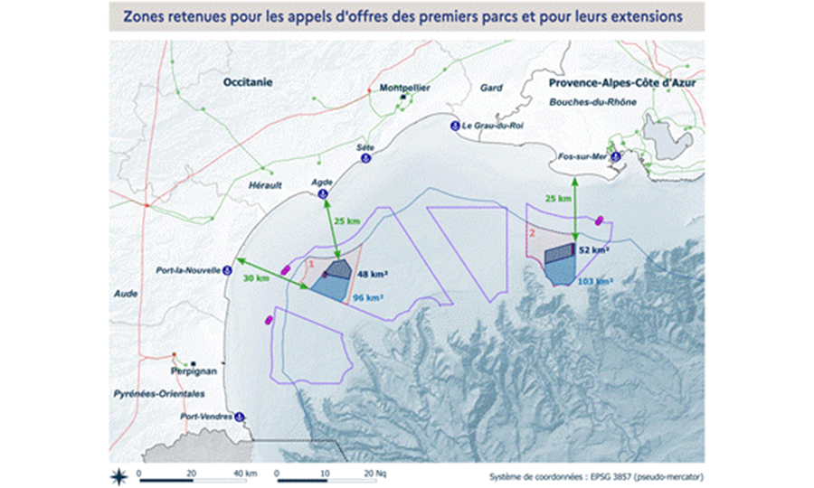 AO6 Méditerranée : Projets de deux parcs éoliens flottants en mer – Débat public 2021