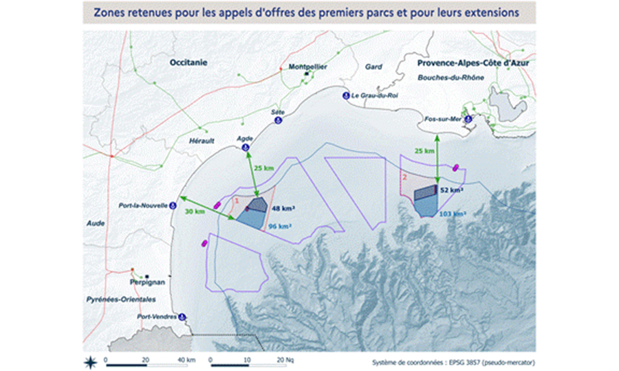 AO6 Méditerranée : le Gouvernement précise la localisation des futurs parcs éoliens flottants