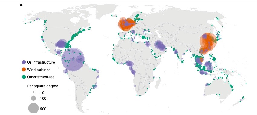 La cartographie par satellite laisse entrevoir une activité industrielle en mer en plein essor