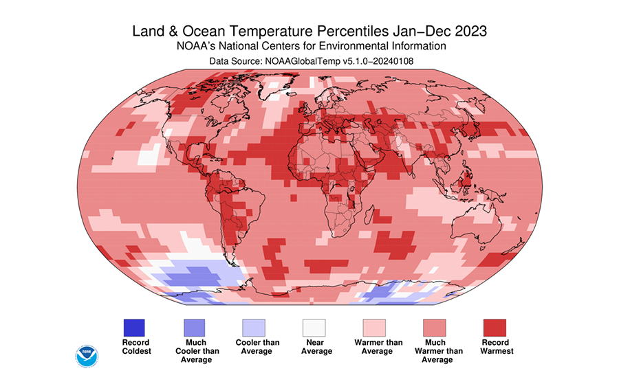 Températures mondiales : 2023, l’année la plus chaude depuis le début des relevés mondiaux en 1850