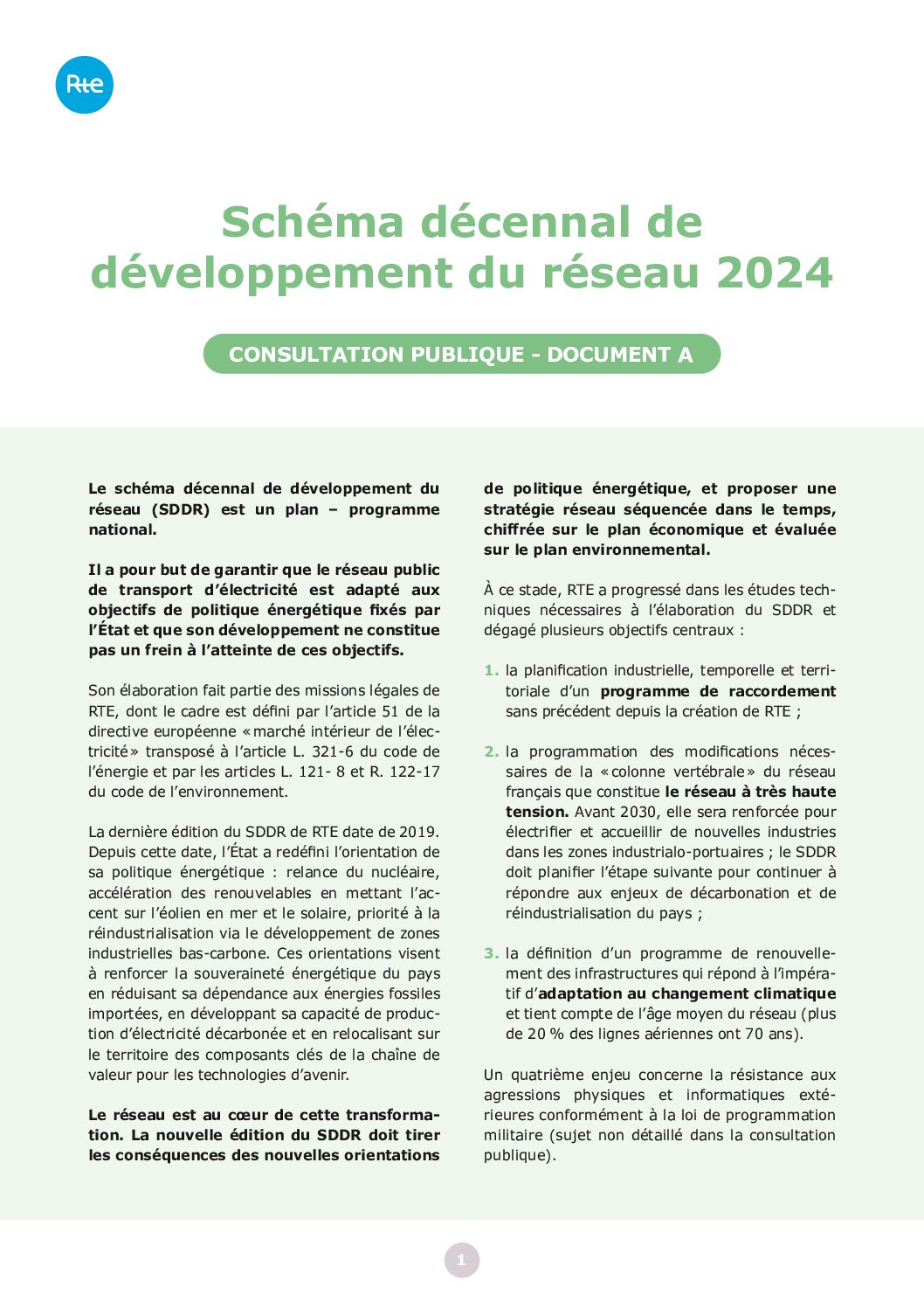 Lancement de la consultation publique sur le schéma décennal de développement du réseau de RTE