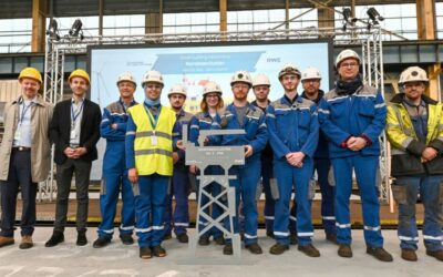 Chantiers de l’Atlantique, première découpe de la sous-station électrique Nordseecluster NC 2 de RWE