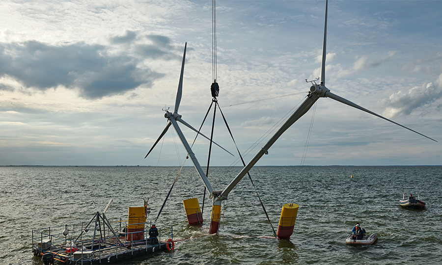 Eolienne flottante à 2 nacelles Nezzy2 : un prototype « pédagogique » inauguré à Port-la-Nouvelle