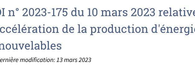 Accélération de la production d’énergies renouvelables : projet de décret