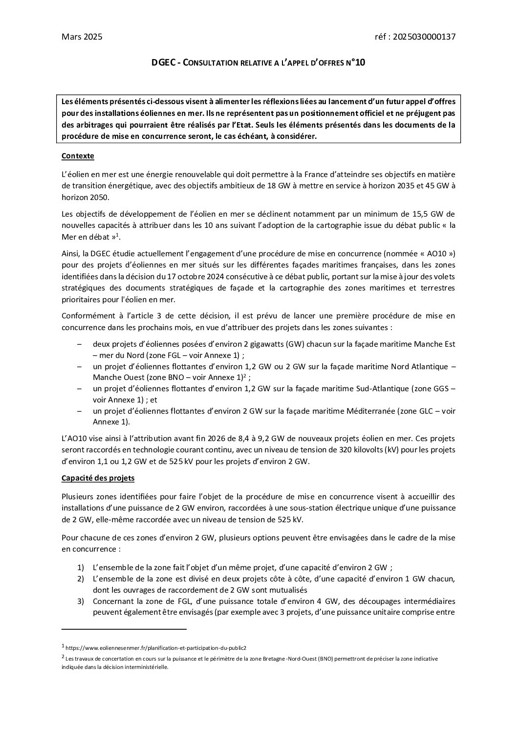 La DGEC consulte jusqu&rsquo;au 4 avril sur l&rsquo;appel d&rsquo;offre (AO10)