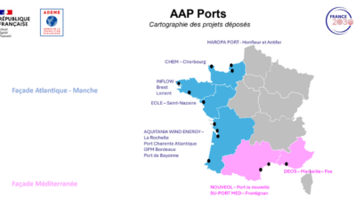 Cartographie des projets déposés pour l’AAP Ports de l’ADEME