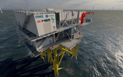 La sous-station dans le plus grand parc éolien offshore du Danemark est installée
