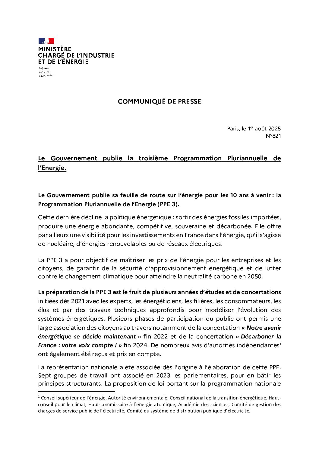 PPE3 : le communiqué est prêt, mais pas le Premier Ministre