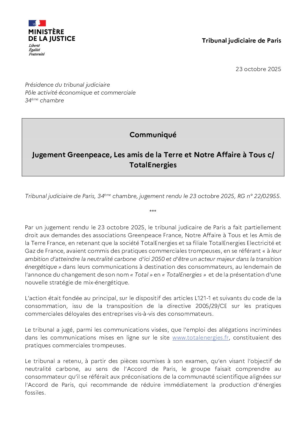 TotalEnergies, coupable de « pratiques commerciales trompeuses » dans une campagne de communication publié en 2021