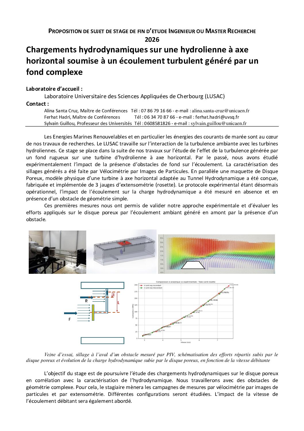 GDR EOL-EMR – Offre de stage : Chargements hydrodynamiques sur une hydrolienne à axe horizontal soumise à un écoulement turbulent généré par un fond complexe