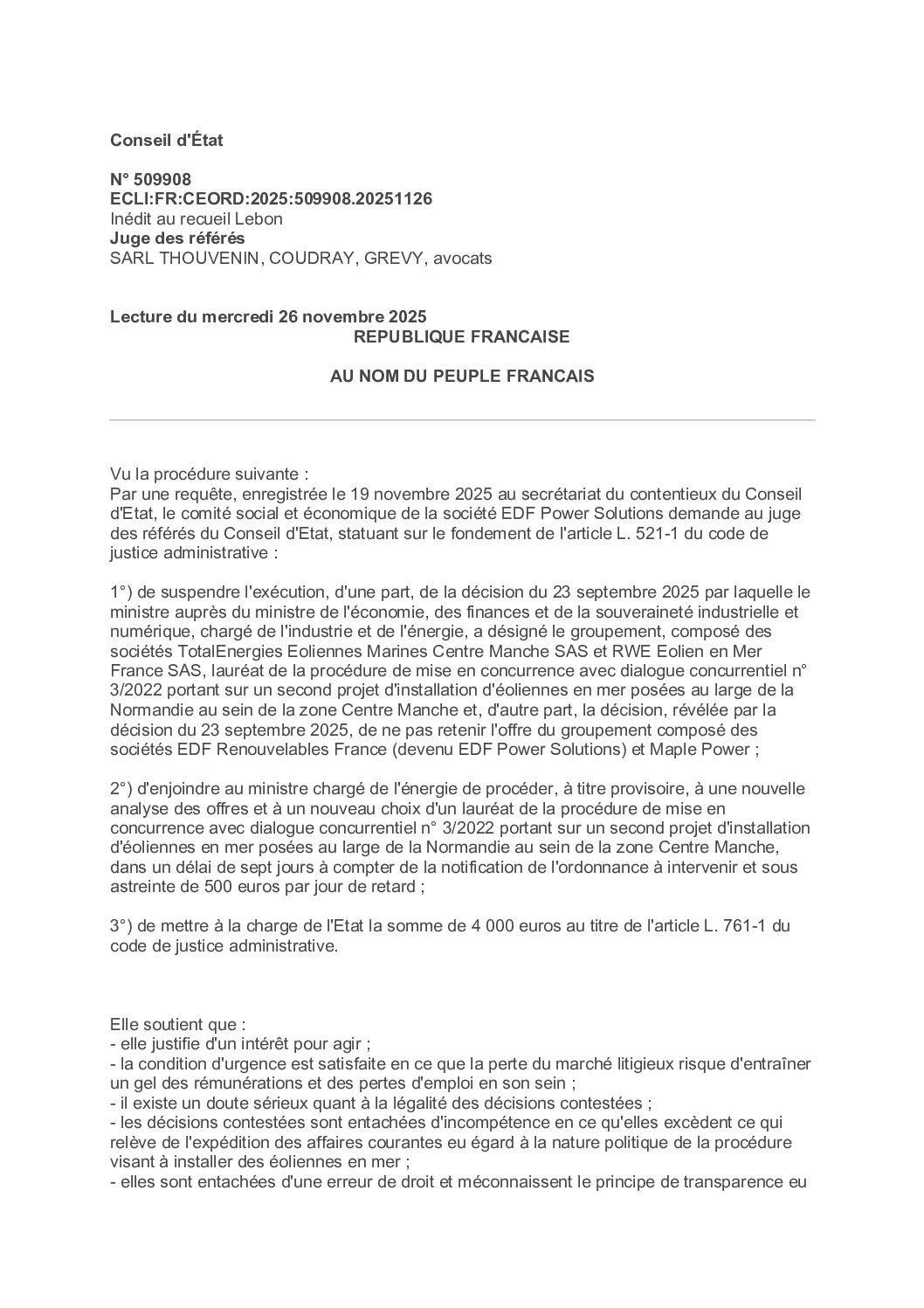 A08 : La requête du comité social et économique de la société EDF Power Solutions est rejetée
