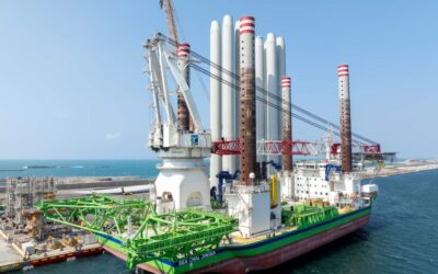La première turbine installée au parc éolien offshore taiwanais- Hai Long 3