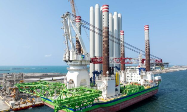 La première turbine installée au parc éolien offshore taiwanais- Hai Long 3