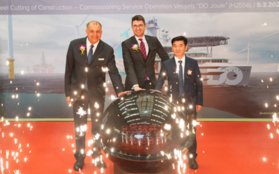 Première découpe d&rsquo;acier d&rsquo;une nouvelle génération de navires de service de mise en service de construction commandés par Schoeller Holdings