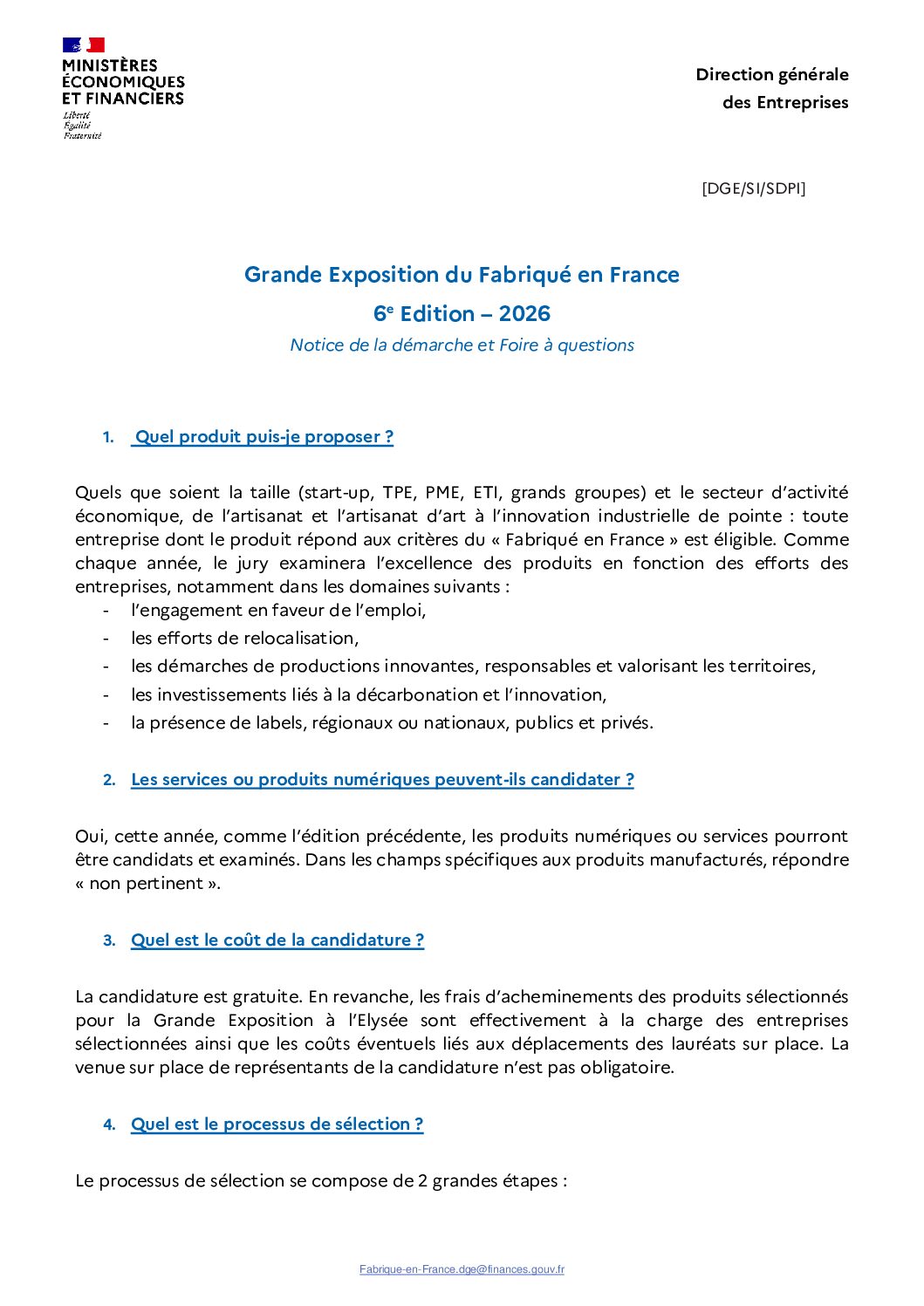 Grande Exposition du Fabriqué en France à l&rsquo;Élysée : ouverture de l&rsquo;appel à candidatures 2026