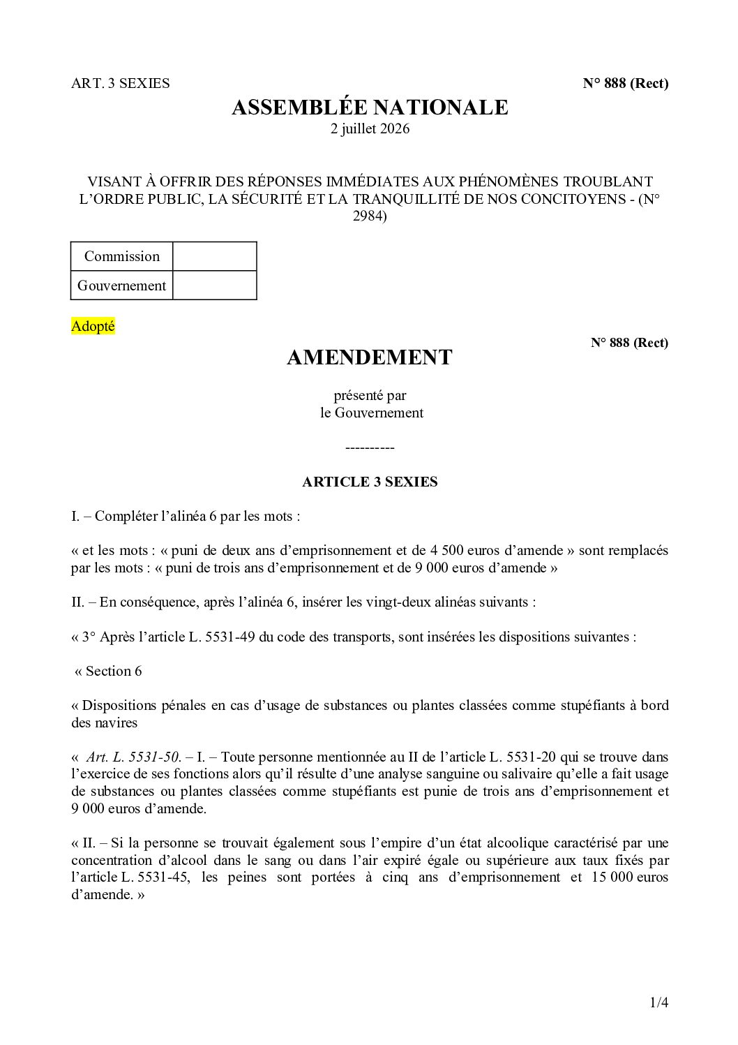 Adoption de l’amendement Benjamin sur les contrôles d’alcoolémie et de stupéfiants en mer par l’Assemblée nationale