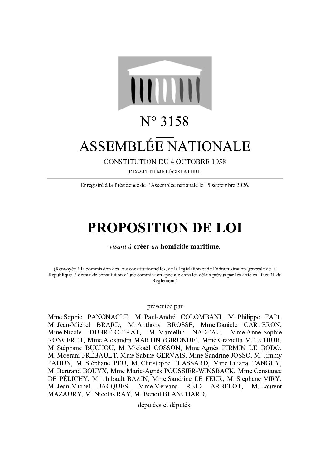 La députée Sophie Panonacle a déposé une proposition de loi visant à créer l&rsquo;homicide maritime